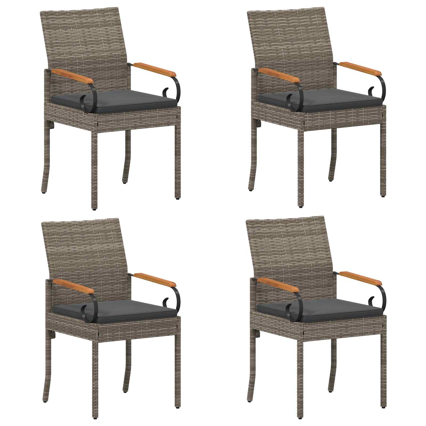 Tuinstoelen 4 pcs Grijs en Donkergrijs Poly rattan en acacia is nu te koop bij PeponiXL, paradijselijk wonen!