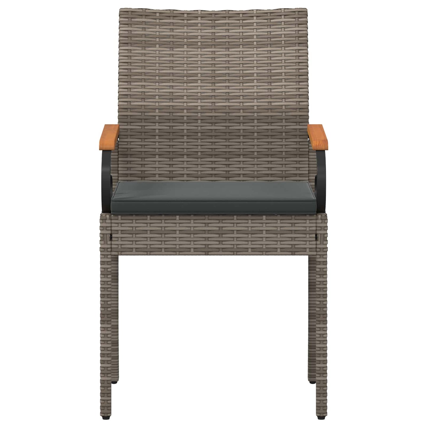 Tuinstoelen 4 pcs Grijs en Donkergrijs Poly rattan en acacia is nu te koop bij PeponiXL, paradijselijk wonen!