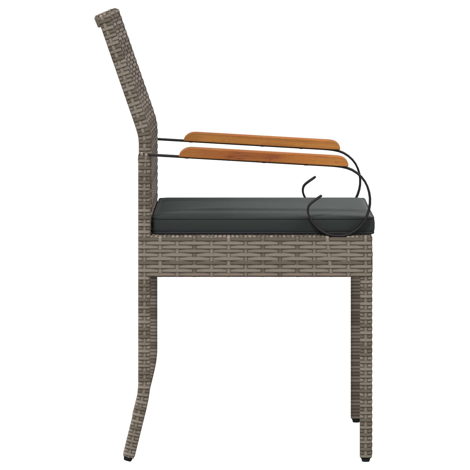 Tuinstoelen 4 pcs Grijs en Donkergrijs Poly rattan en acacia is nu te koop bij PeponiXL, paradijselijk wonen!