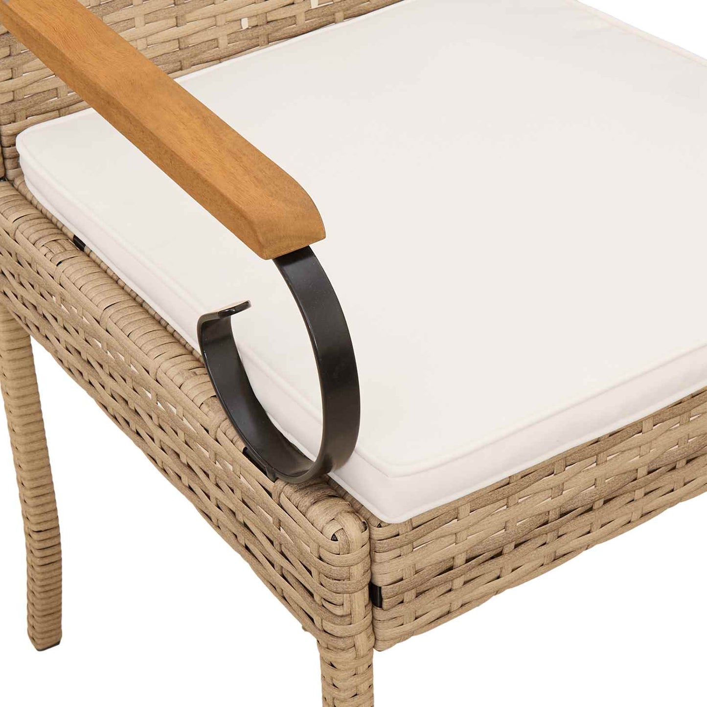 Tuinstoelen 4 pcs Beige en Crème Wit Poly rattan en acacia is nu te koop bij PeponiXL, paradijselijk wonen!