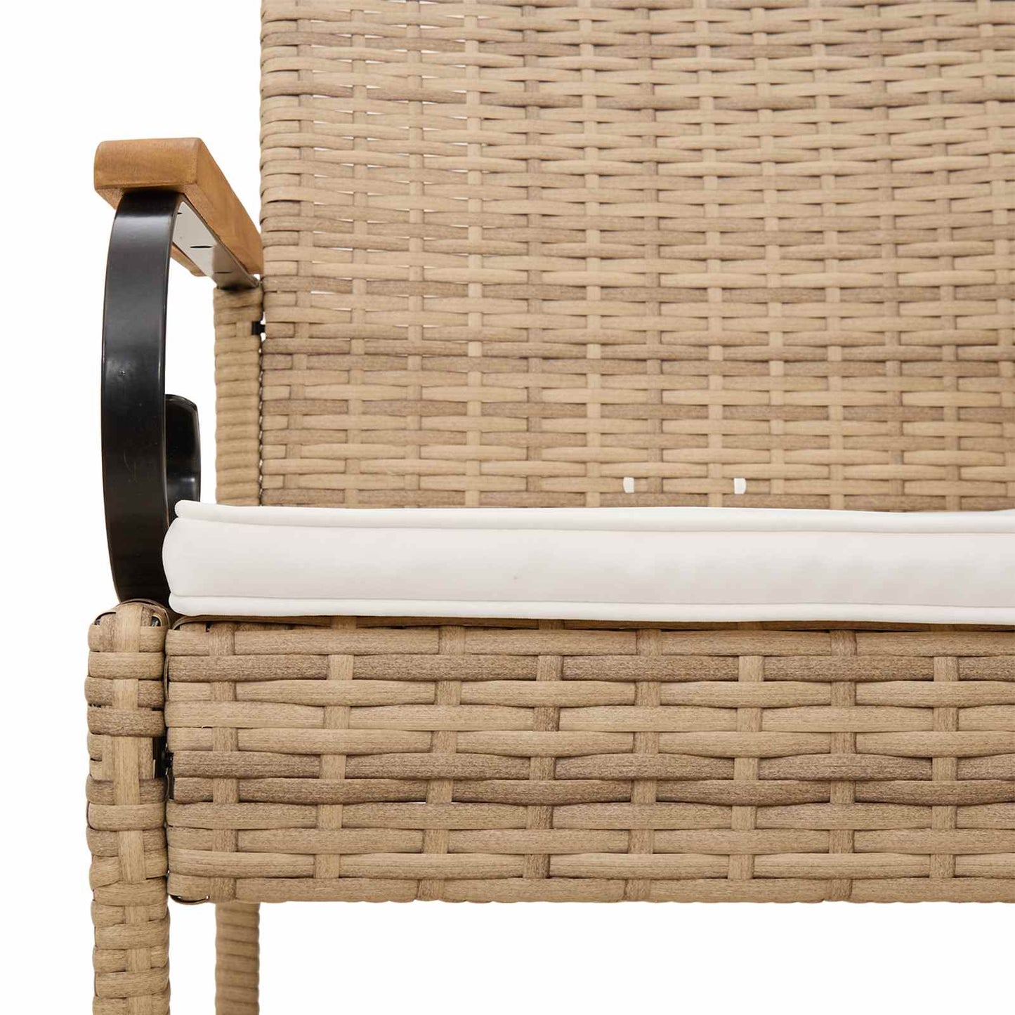 Tuinstoelen 4 pcs Beige en Crème Wit Poly rattan en acacia is nu te koop bij PeponiXL, paradijselijk wonen!