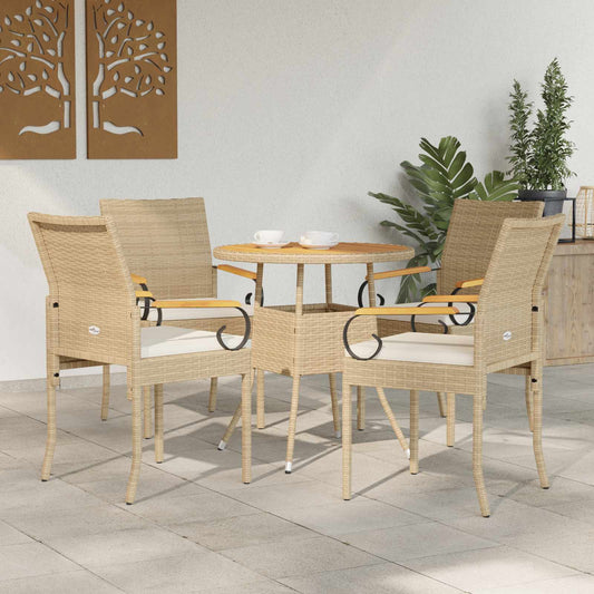 Tuinstoelen 4 pcs Beige en Crème Wit Poly rattan en acacia is nu te koop bij PeponiXL, paradijselijk wonen!