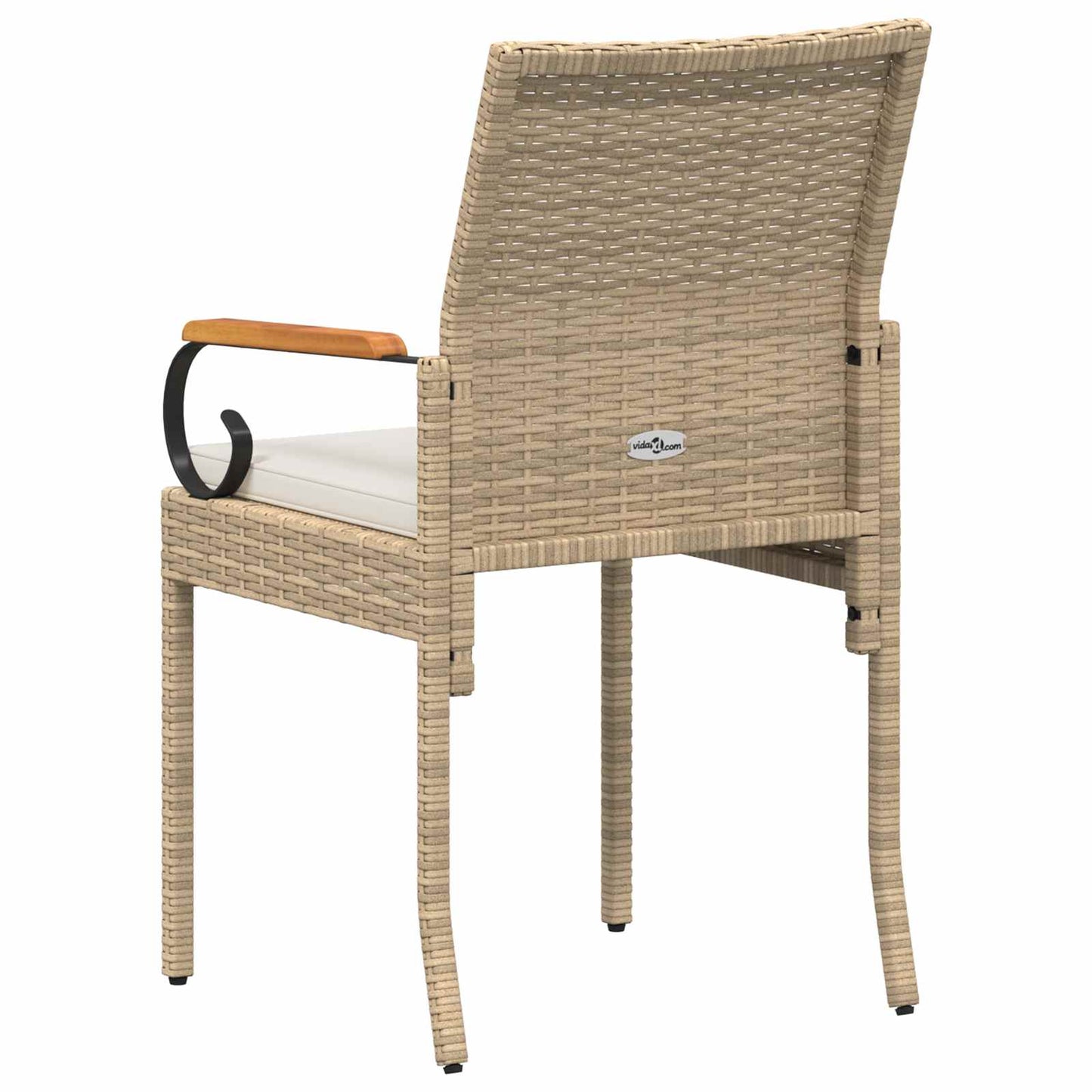 Tuinstoelen 4 pcs Beige en Crème Wit Poly rattan en acacia is nu te koop bij PeponiXL, paradijselijk wonen!