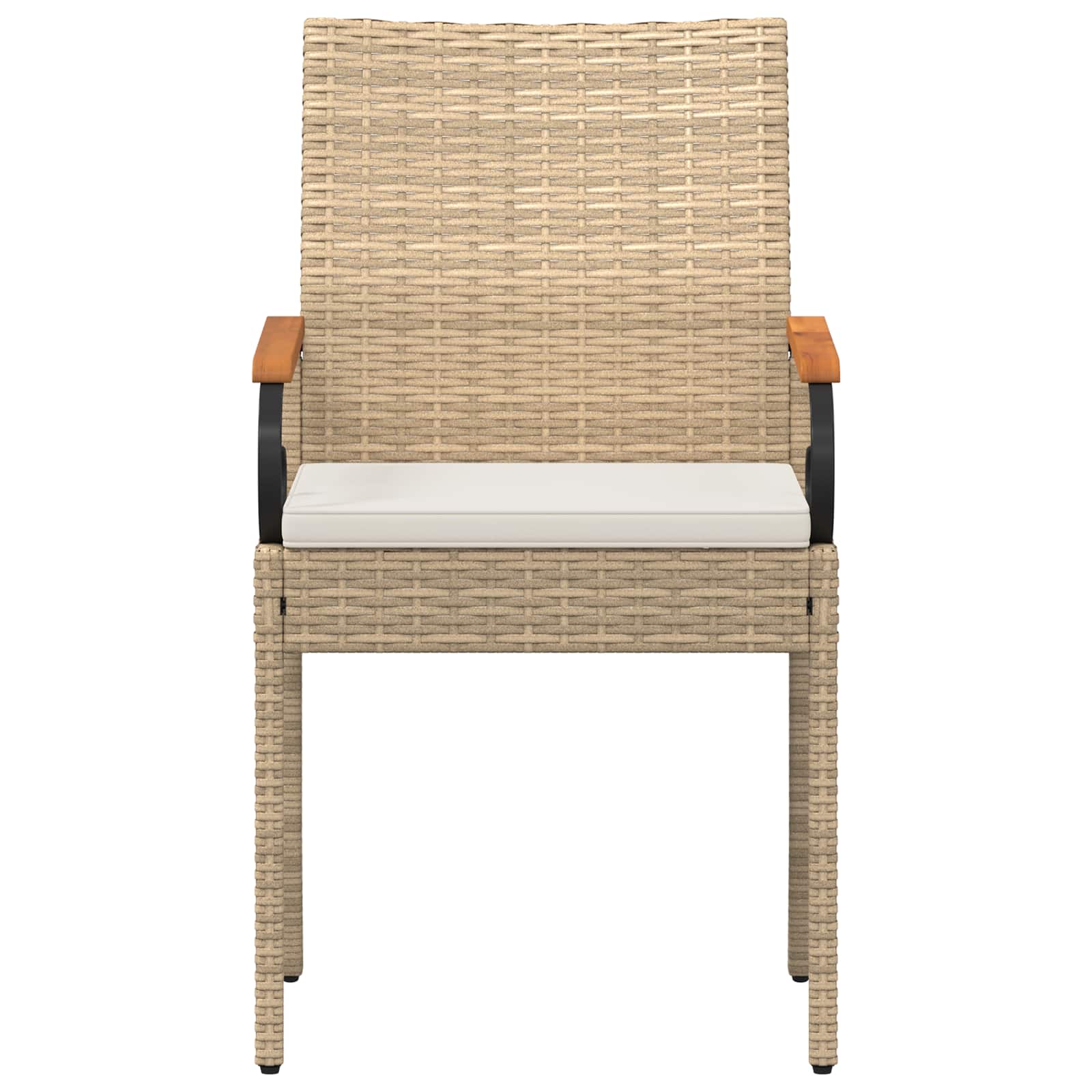 Tuinstoelen 4 pcs Beige en Crème Wit Poly rattan en acacia is nu te koop bij PeponiXL, paradijselijk wonen!