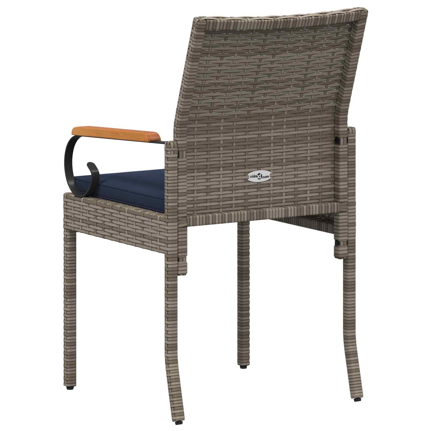 Tuinstoelen 4 pcs Grijs en Marineblauw Poly rattan en acacia is nu te koop bij PeponiXL, paradijselijk wonen!