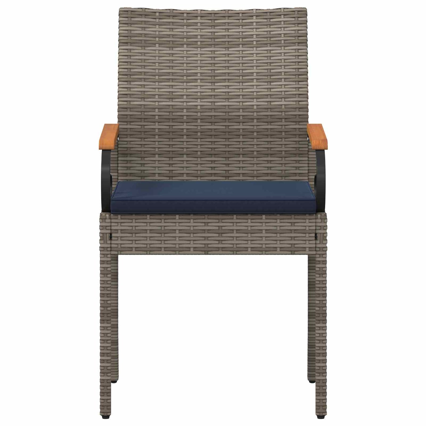 Tuinstoelen 4 pcs Grijs en Marineblauw Poly rattan en acacia is nu te koop bij PeponiXL, paradijselijk wonen!
