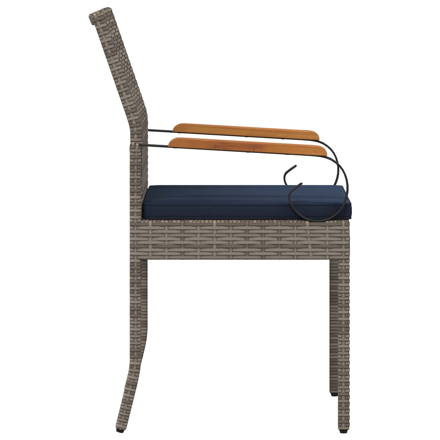 Tuinstoelen 4 pcs Grijs en Marineblauw Poly rattan en acacia is nu te koop bij PeponiXL, paradijselijk wonen!