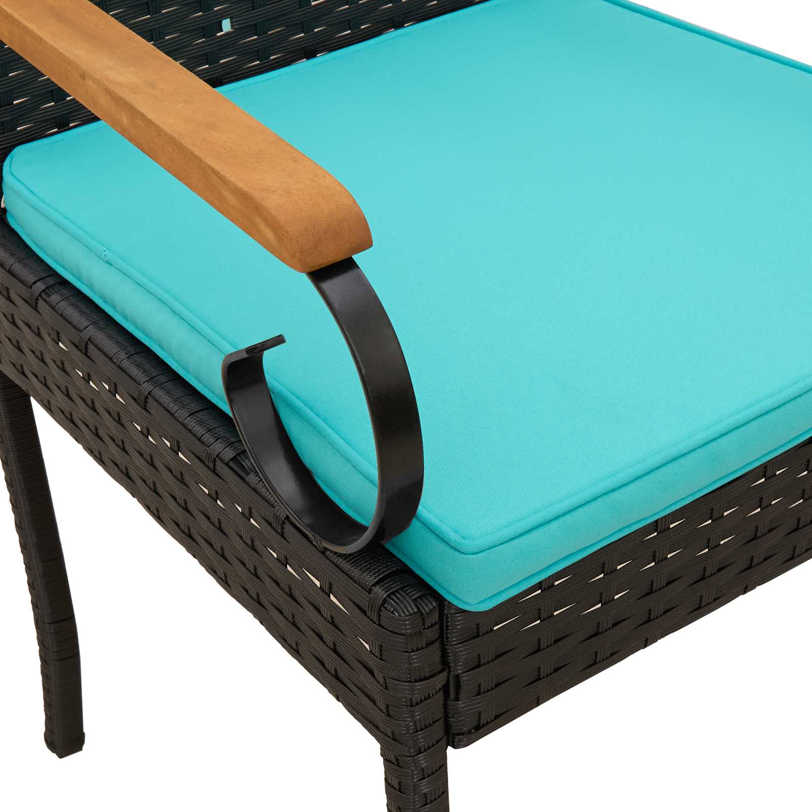 Tuinstoelen 4 pcs Zwart en Turquoise Poly rattan en acacia is nu te koop bij PeponiXL, paradijselijk wonen!
