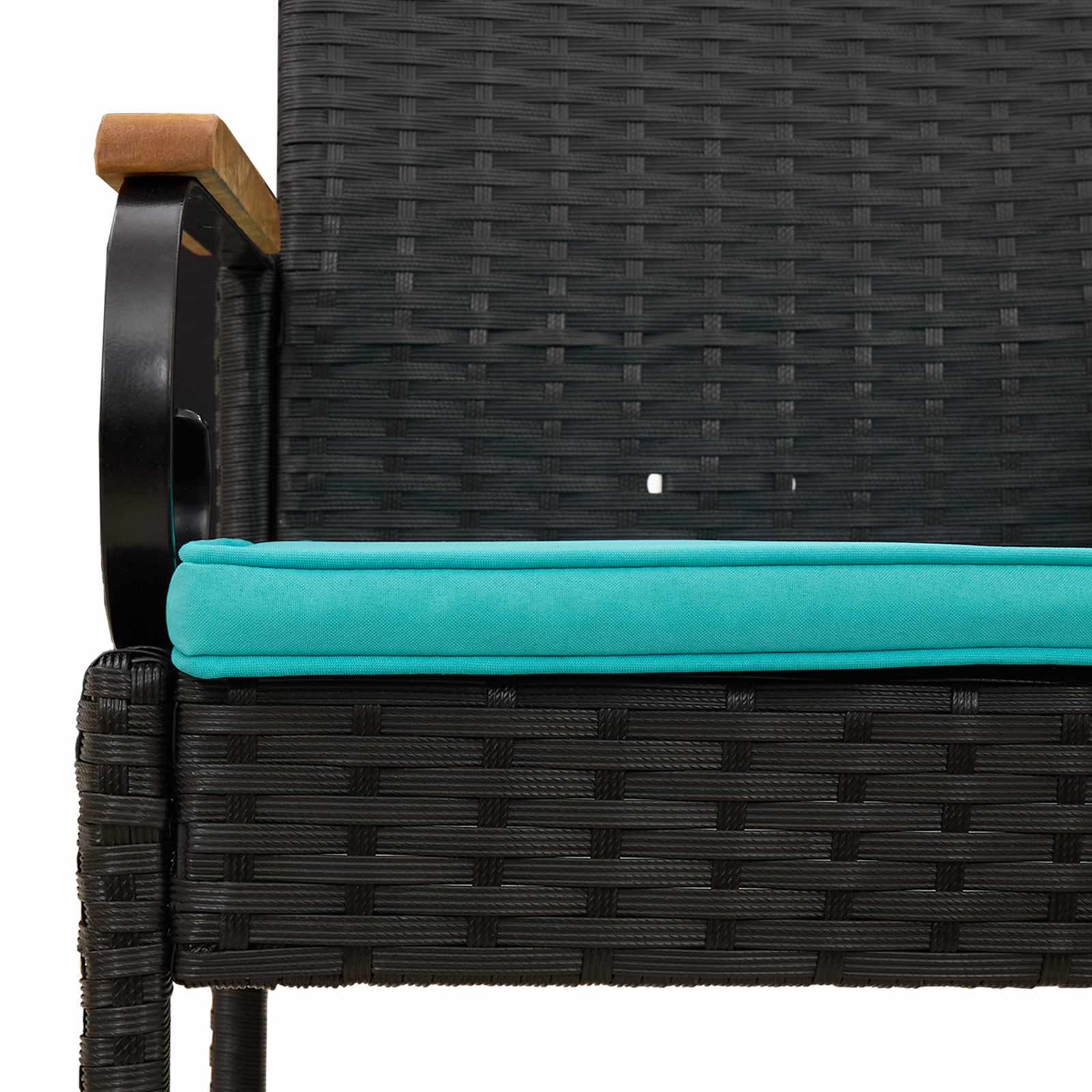 Tuinstoelen 4 pcs Zwart en Turquoise Poly rattan en acacia is nu te koop bij PeponiXL, paradijselijk wonen!