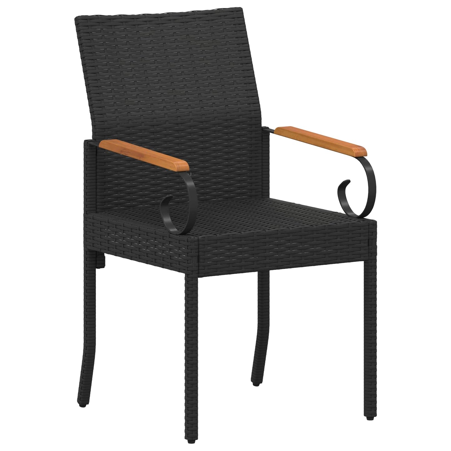 Tuinstoelen 4 pcs Zwart en Turquoise Poly rattan en acacia is nu te koop bij PeponiXL, paradijselijk wonen!