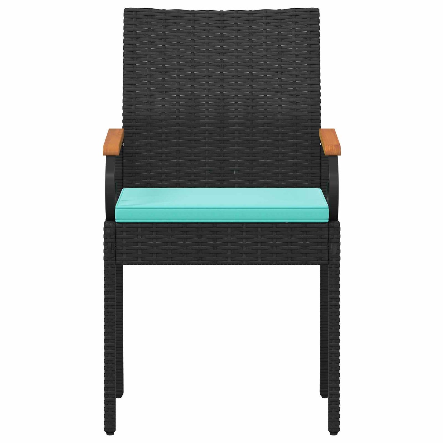 Tuinstoelen 4 pcs Zwart en Turquoise Poly rattan en acacia is nu te koop bij PeponiXL, paradijselijk wonen!