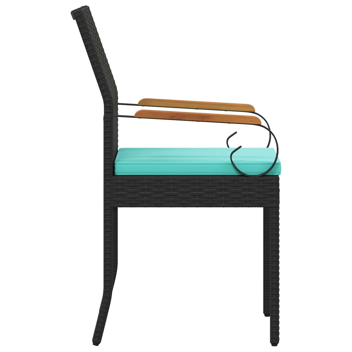Tuinstoelen 4 pcs Zwart en Turquoise Poly rattan en acacia is nu te koop bij PeponiXL, paradijselijk wonen!