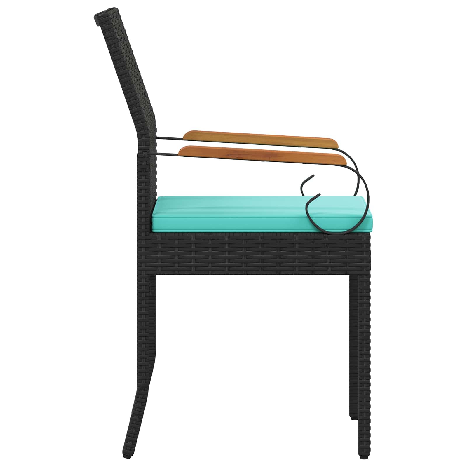 Tuinstoelen 4 pcs Zwart en Turquoise Poly rattan en acacia is nu te koop bij PeponiXL, paradijselijk wonen!