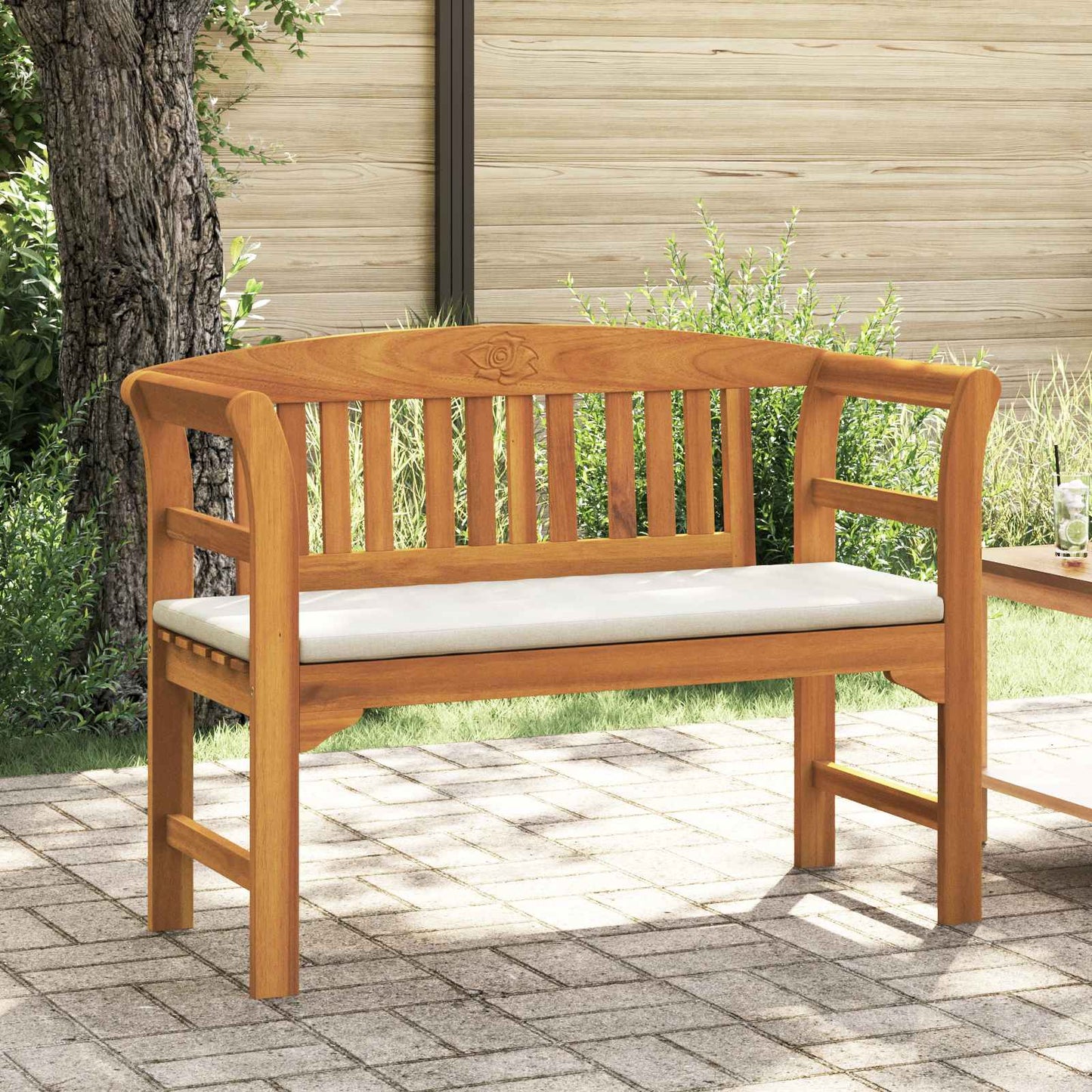 Rozenbank Crème Wit 114 x 46 x 82,5 cm Massief Acaciahout is nu te koop bij PeponiXL, paradijselijk wonen!