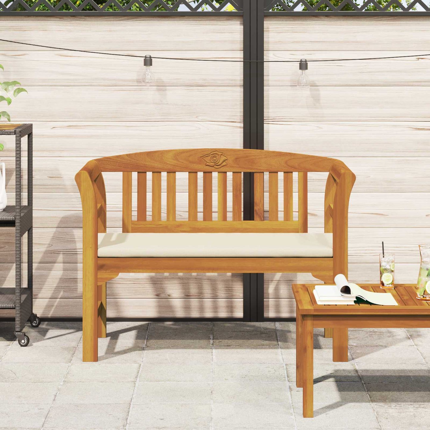 Rozenbank Crème Wit 114 x 46 x 82,5 cm Massief Acaciahout is nu te koop bij PeponiXL, paradijselijk wonen!