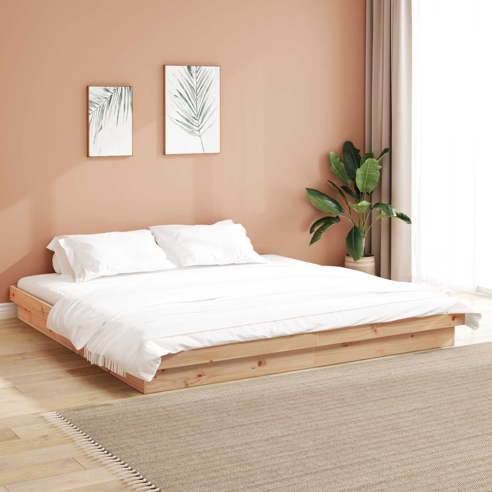 Bedframe Naturel 200 x 200 cm Massief grenenhout is nu te koop bij PeponiXL, paradijselijk wonen!