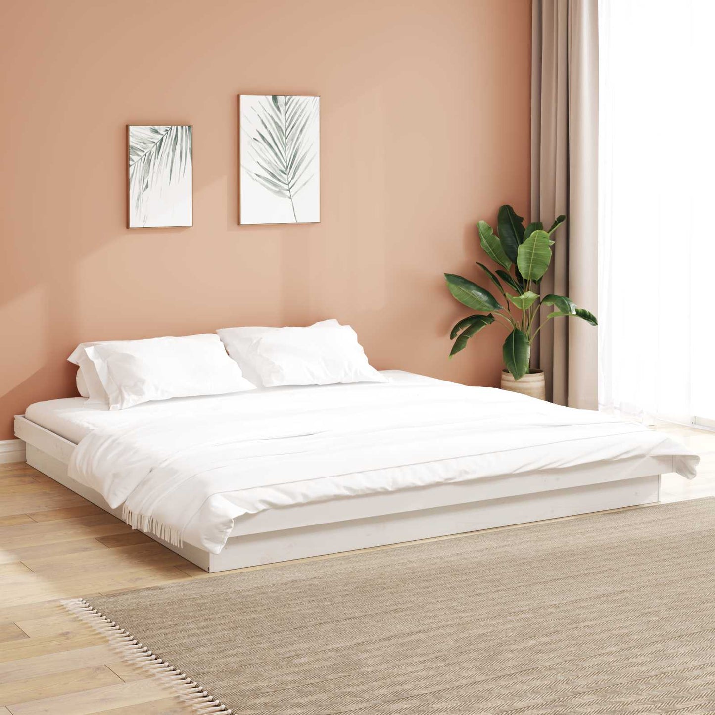 Bedframe Wit 200 x 200 cm Massief grenenhout is nu te koop bij PeponiXL, paradijselijk wonen!