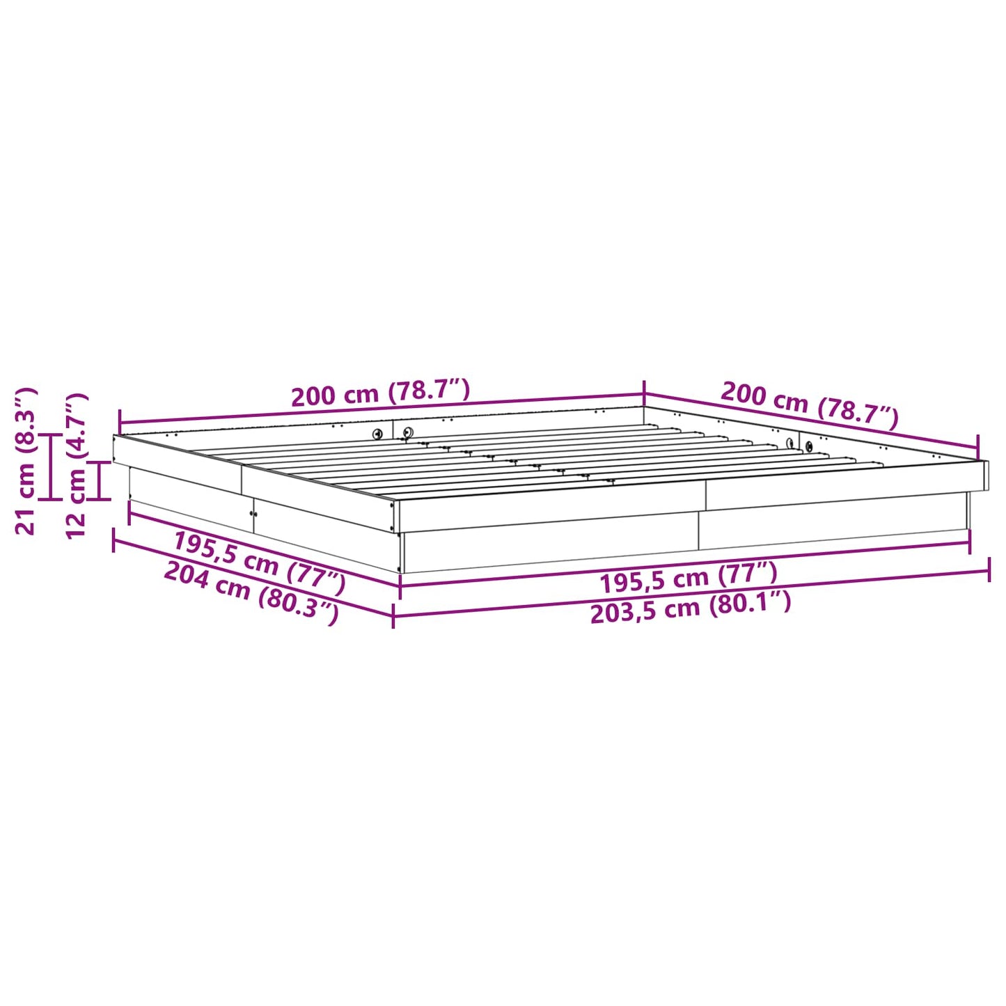 Bedframe Wit 200 x 200 cm Massief grenenhout is nu te koop bij PeponiXL, paradijselijk wonen!