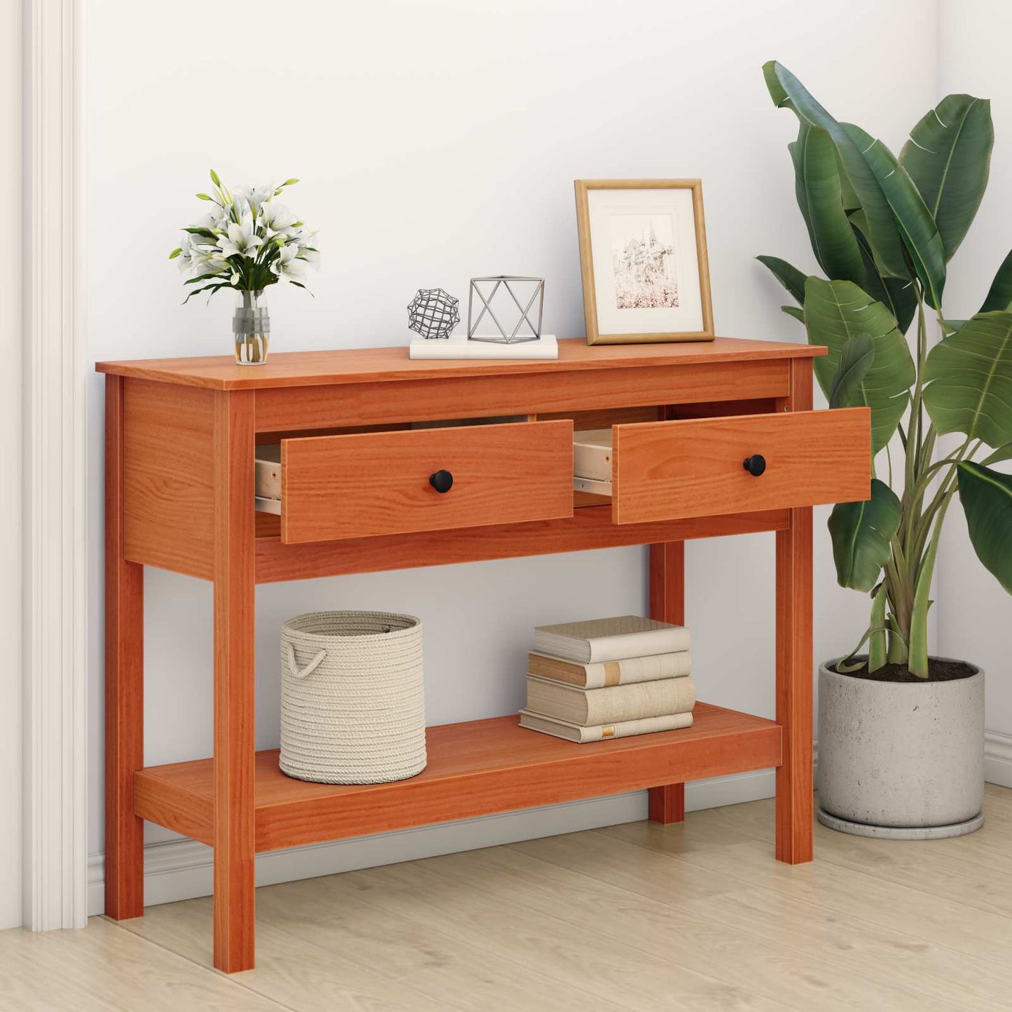 Wandtafel Wasbruin 100 x 35 x 75 cm Massief Grenen Hout is nu te koop bij PeponiXL, paradijselijk wonen!
