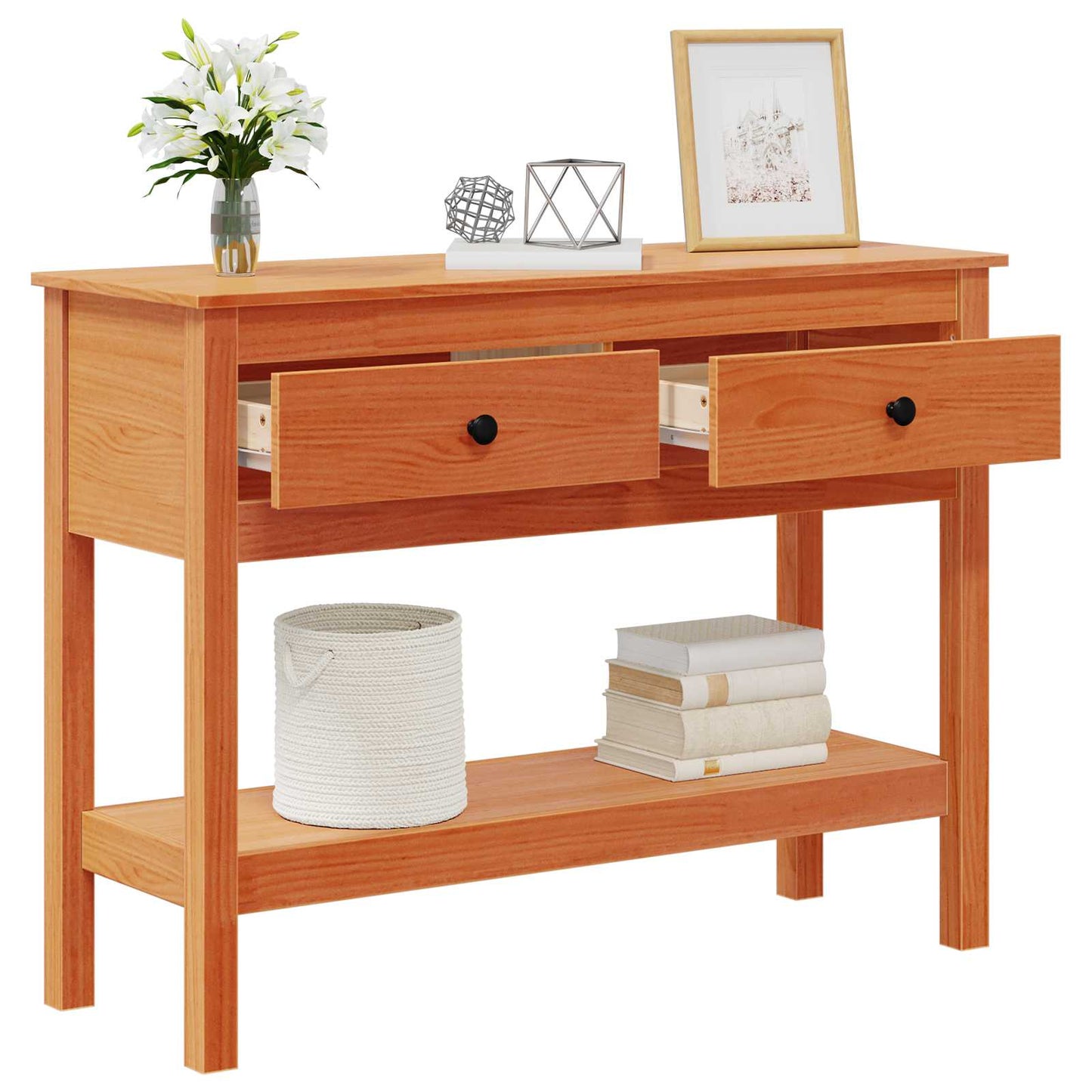 Wandtafel Wasbruin 100 x 35 x 75 cm Massief Grenen Hout is nu te koop bij PeponiXL, paradijselijk wonen!