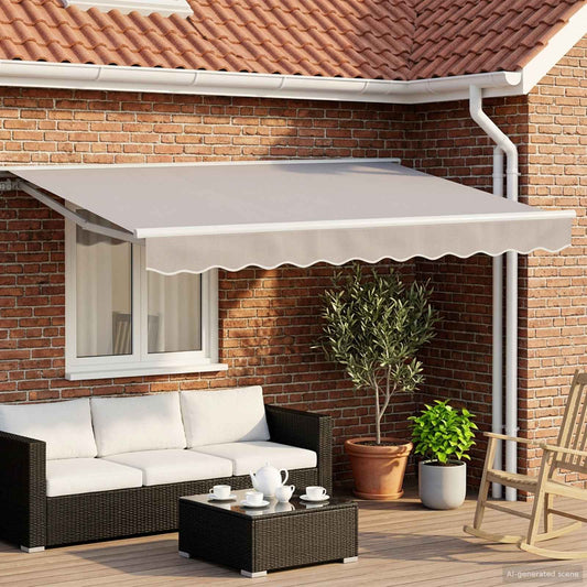 Handmatige Luifelhouder met LED's Wit 3 x 2 m Aluminium is nu te koop bij PeponiXL, paradijselijk wonen!