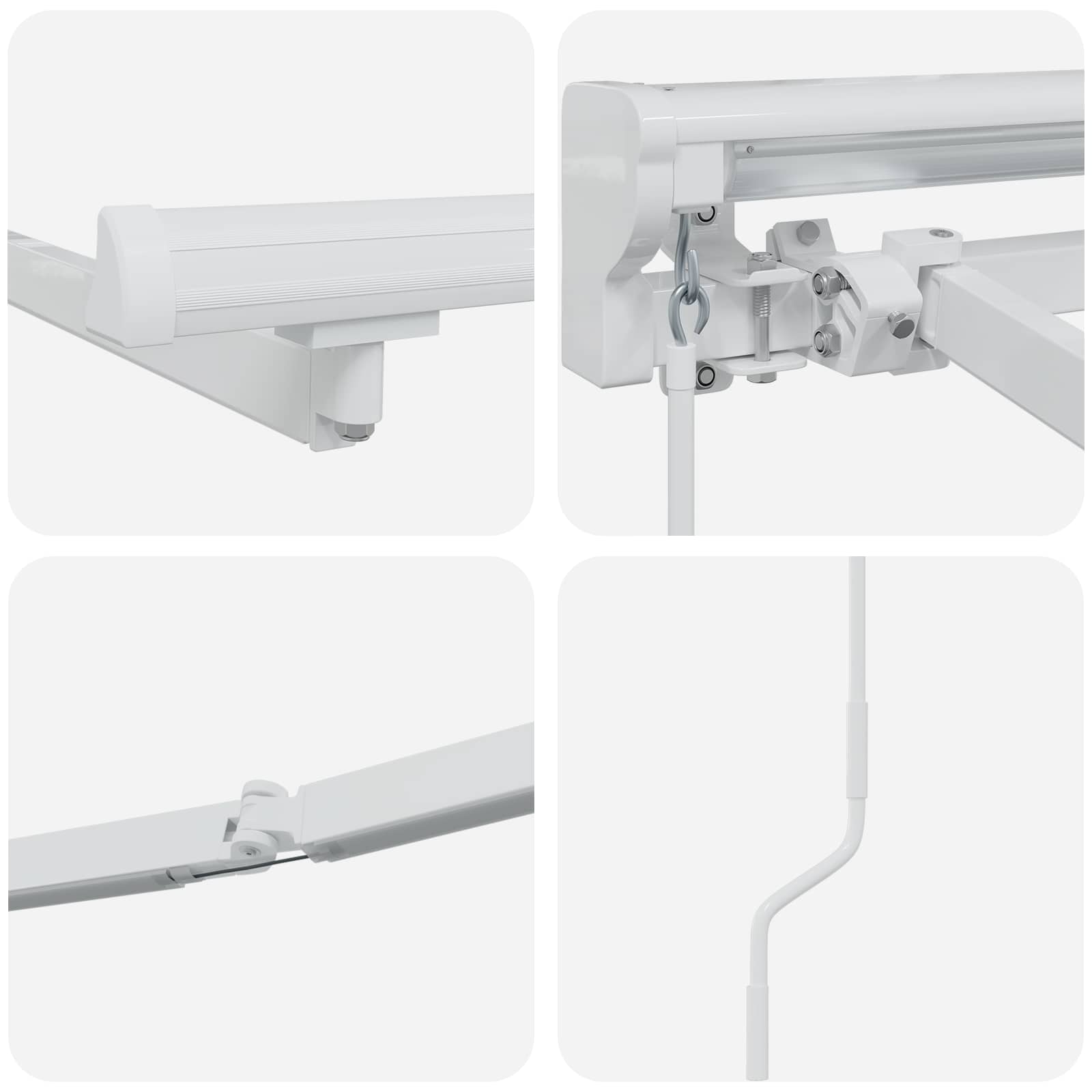 Handmatige Luifelhouder met LED's Wit 5 × 3,5 m Aluminium is nu te koop bij PeponiXL, paradijselijk wonen!