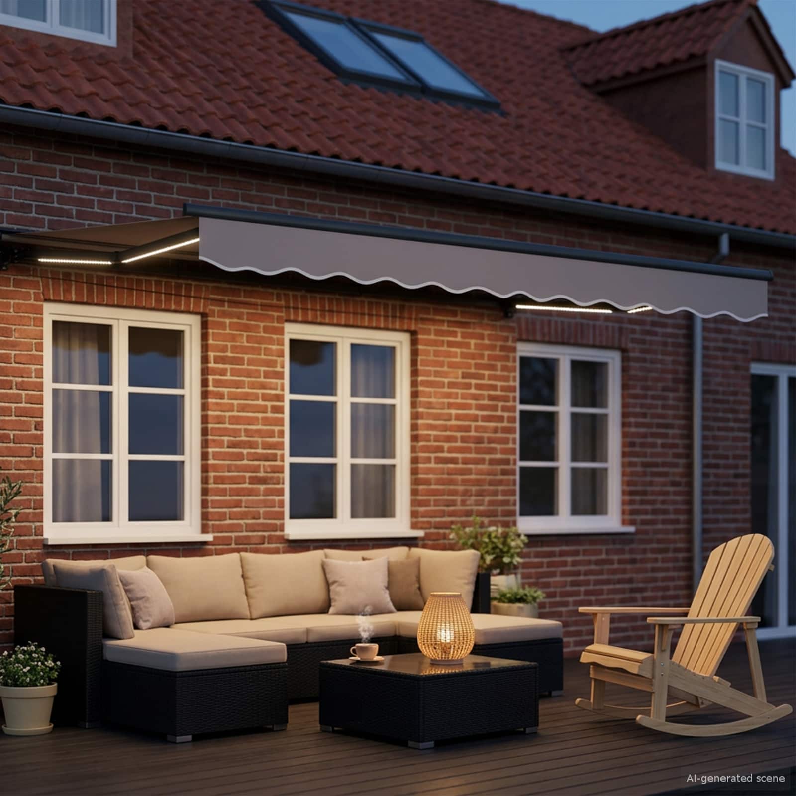 Handmatige Luifelhouder met LED's Antraciet 2,5 x 2 m Aluminium is nu te koop bij PeponiXL, paradijselijk wonen!