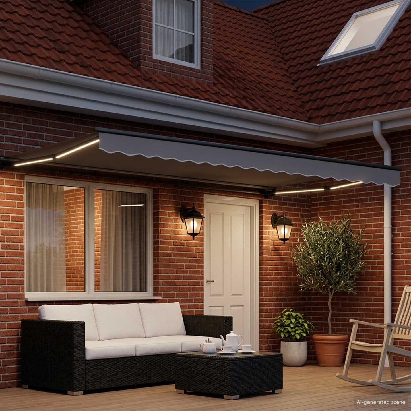 Elektrisch Zonnescherm Frame met LED's Antraciet 4 x 2 m is nu te koop bij PeponiXL, paradijselijk wonen!
