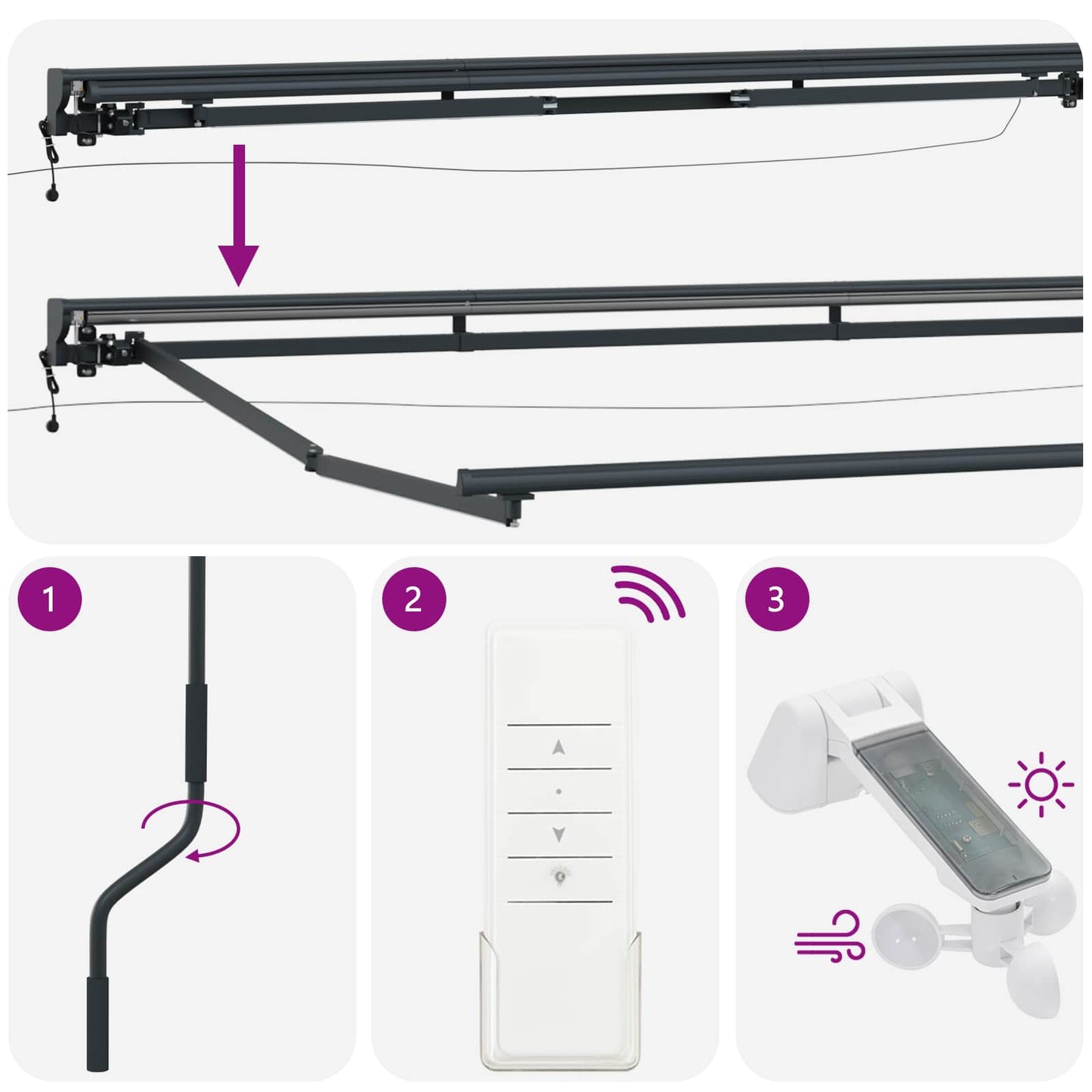 Elektrisch Zonnescherm Frame met LED's Antraciet 4 × 3,5 m is nu te koop bij PeponiXL, paradijselijk wonen!