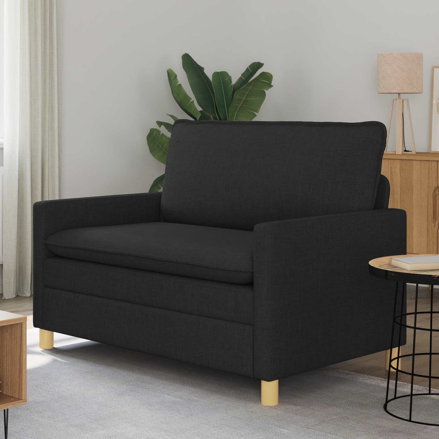 Bank Zwart 126 x 81 x 87,5 cm Stof is nu te koop bij PeponiXL, paradijselijk wonen!