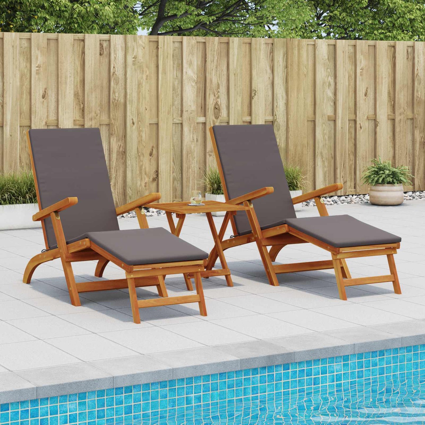Ligstoelkentingen en opvouwbare zonnebader 2 pcs Grijs is nu te koop bij PeponiXL, paradijselijk wonen!