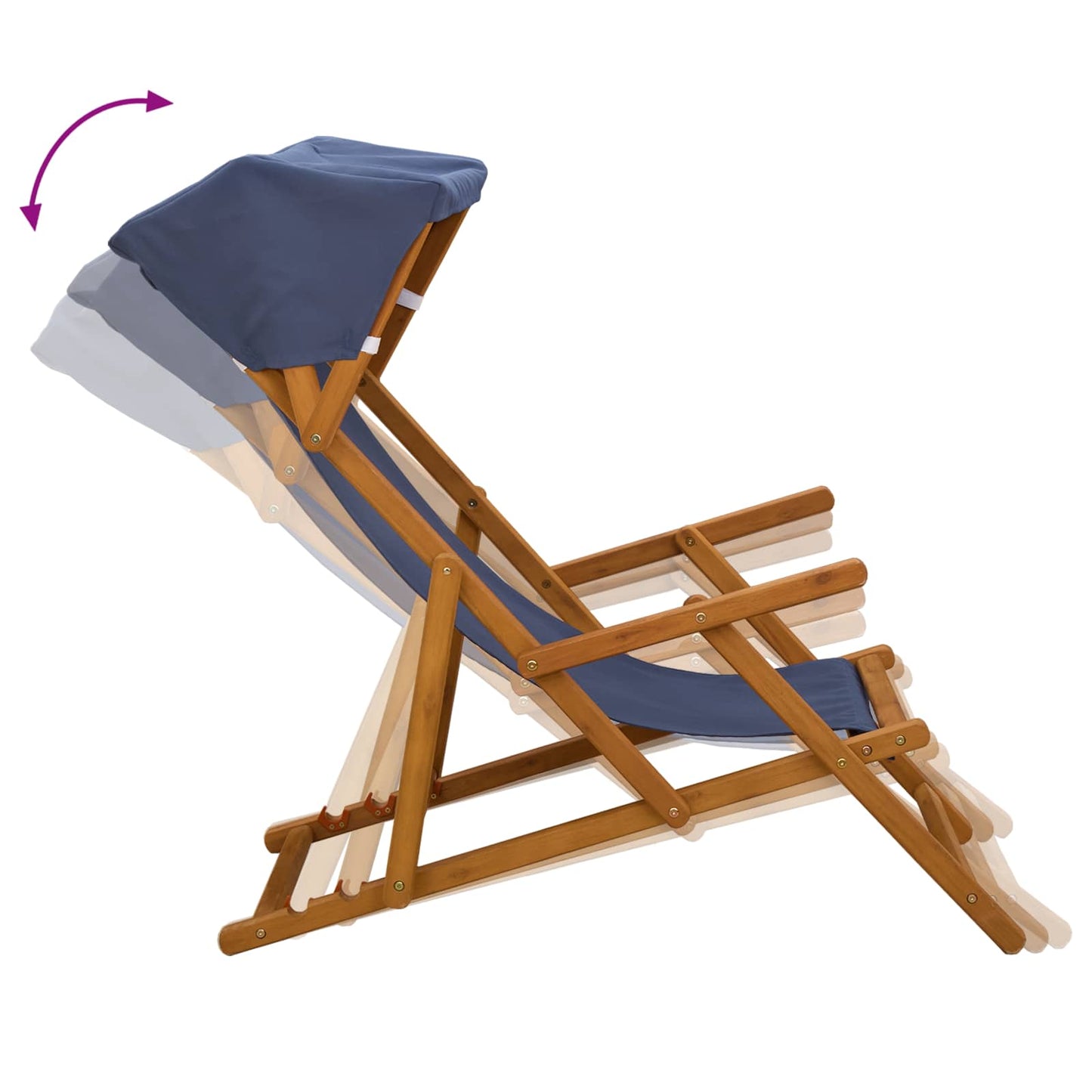Ligstoel 3 Positie massief eucalyptushout Blauw