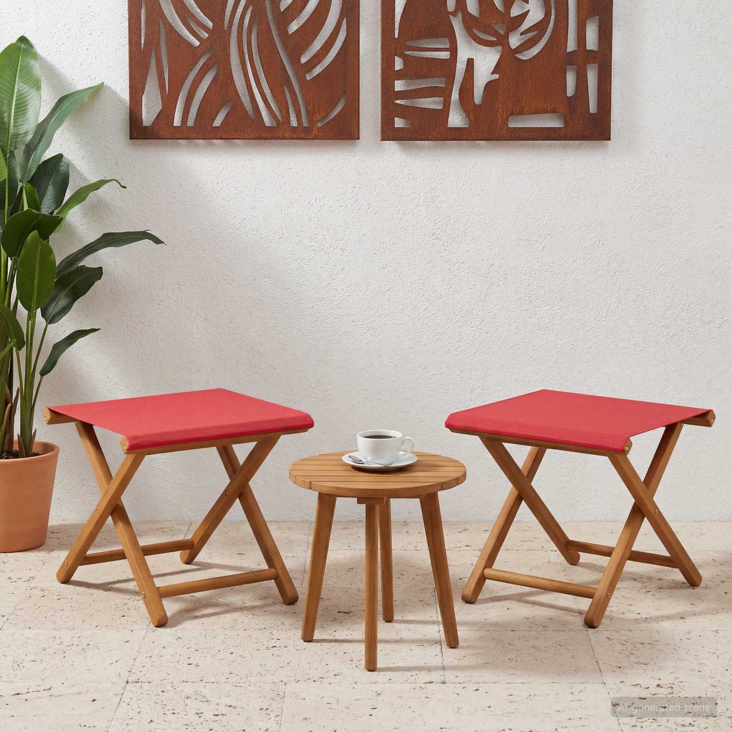 Ligstoel 2 pcs massief eucalyptushout Rood