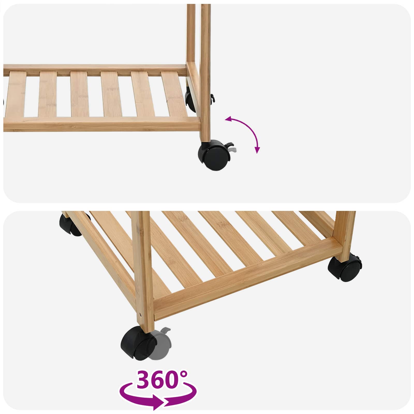 Keukentrolley met Wielen Naturel 37 x 36 x 80 cm Bamboe is nu te koop bij PeponiXL, paradijselijk wonen!