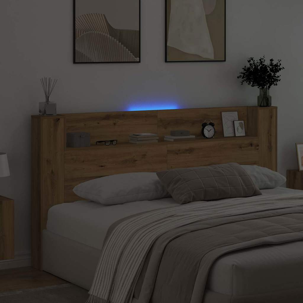 Opslag hoofdeinde met LED Artisanaal eiken Bewerkt hout is nu te koop bij PeponiXL, paradijselijk wonen!