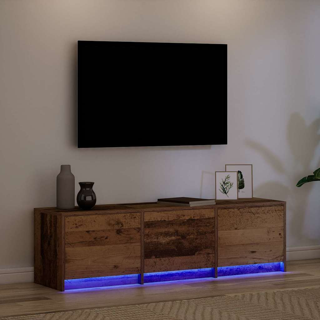 TV-kast met LED Oudhout 140 x 34 x 40 cm Geconstrueerd hout is nu te koop bij PeponiXL, paradijselijk wonen!