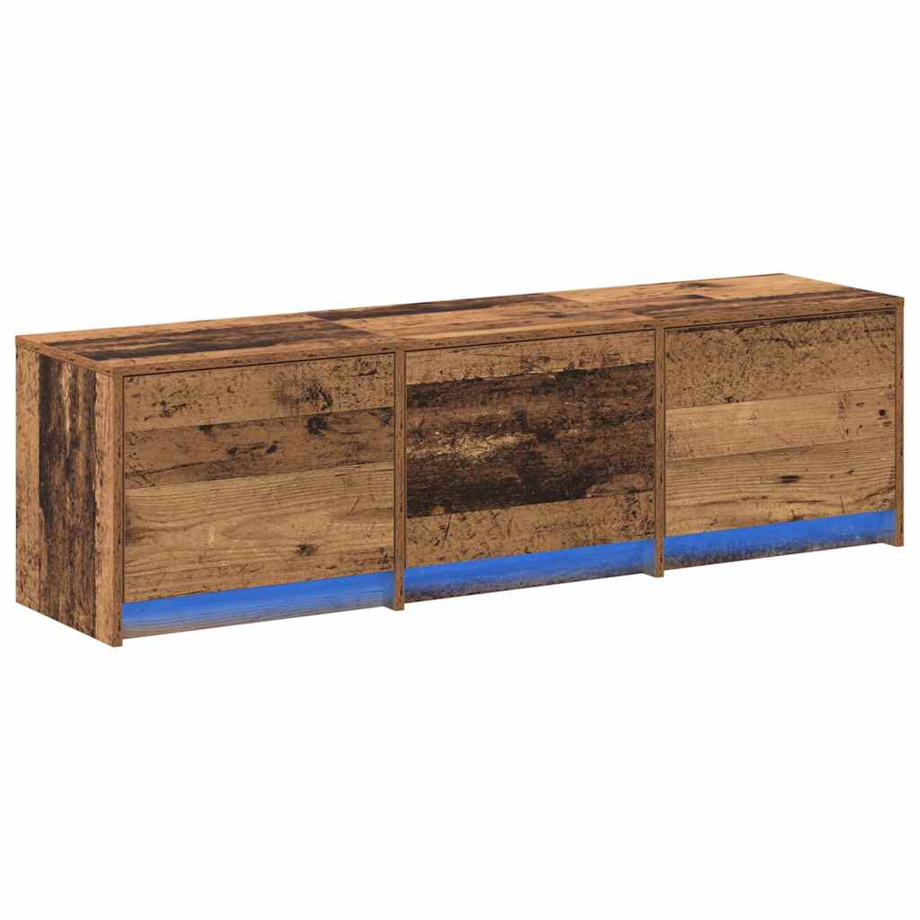 TV-kast met LED Oudhout 140 x 34 x 40 cm Geconstrueerd hout is nu te koop bij PeponiXL, paradijselijk wonen!