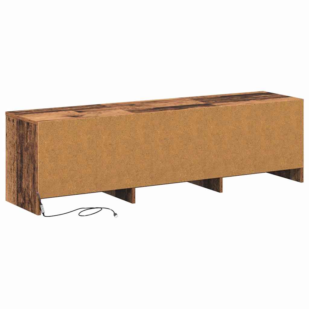 TV-kast met LED Oudhout 140 x 34 x 40 cm Geconstrueerd hout is nu te koop bij PeponiXL, paradijselijk wonen!