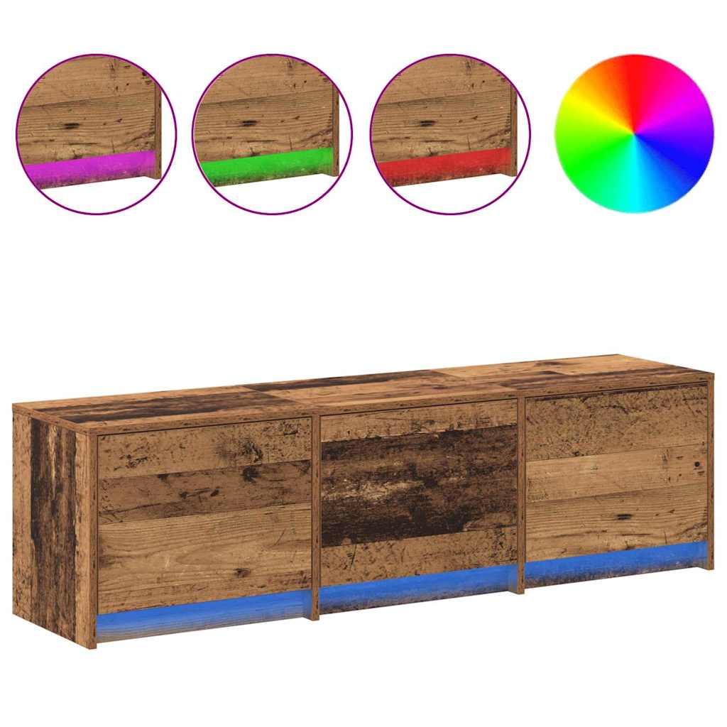 TV-kast met LED Oudhout 140 x 34 x 40 cm Geconstrueerd hout is nu te koop bij PeponiXL, paradijselijk wonen!