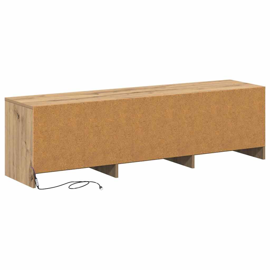 TV-kast met LED met lade Ambachtelijk eiken 140 x 34 x 40 cm is nu te koop bij PeponiXL, paradijselijk wonen!