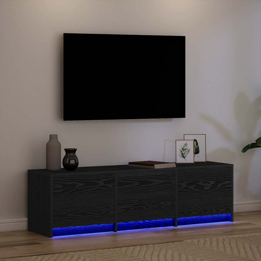 TV-kast met LED Zwarte Eik 140 x 34 x 40 cm Geconstrueerd hout is nu te koop bij PeponiXL, paradijselijk wonen!