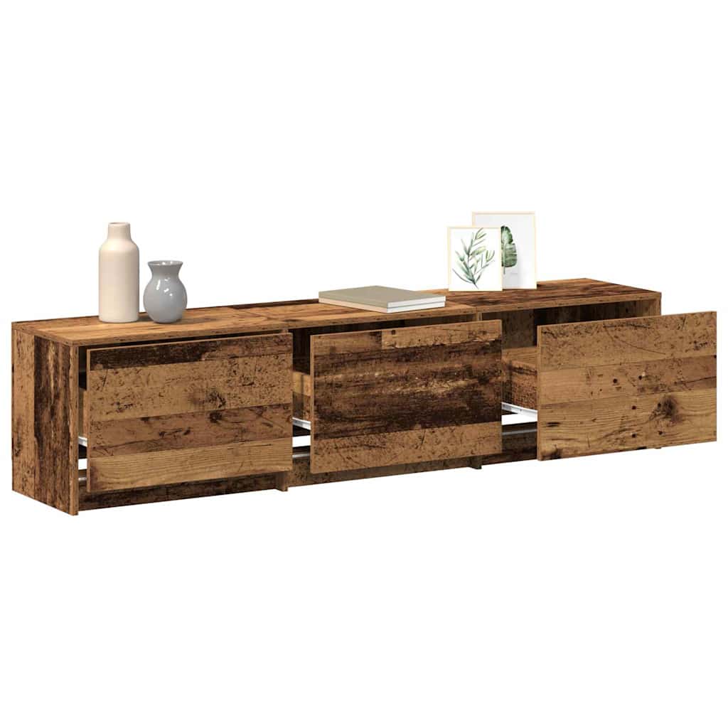TV-kast met LED Oudhout 165 x 34 x 40 cm Geconstrueerd hout is nu te koop bij PeponiXL, paradijselijk wonen!