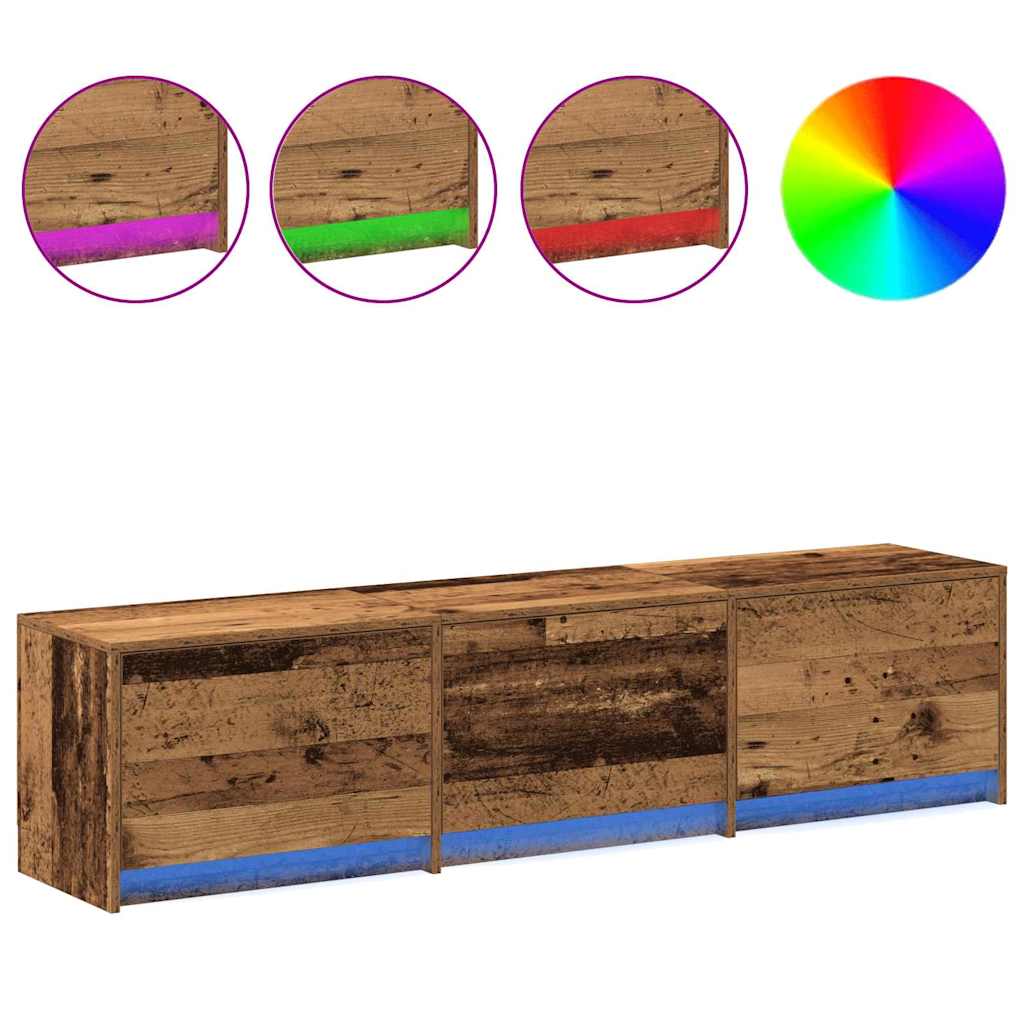 TV-kast met LED Oudhout 165 x 34 x 40 cm Geconstrueerd hout is nu te koop bij PeponiXL, paradijselijk wonen!