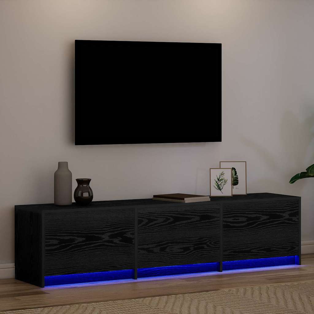 TV-kast met LED Zwarte Eik 165 x 34 x 40 cm Geconstrueerd hout is nu te koop bij PeponiXL, paradijselijk wonen!