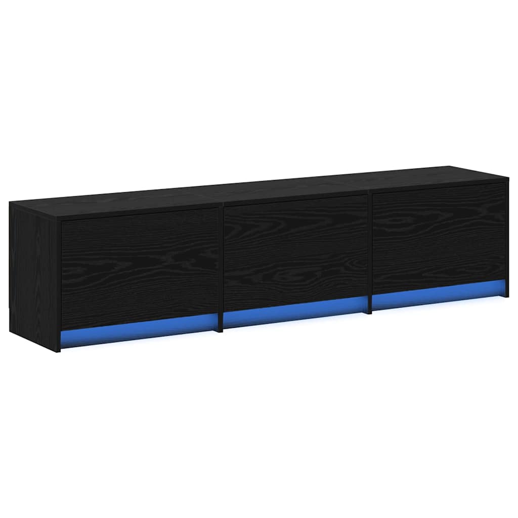 TV-kast met LED Zwarte Eik 165 x 34 x 40 cm Geconstrueerd hout is nu te koop bij PeponiXL, paradijselijk wonen!