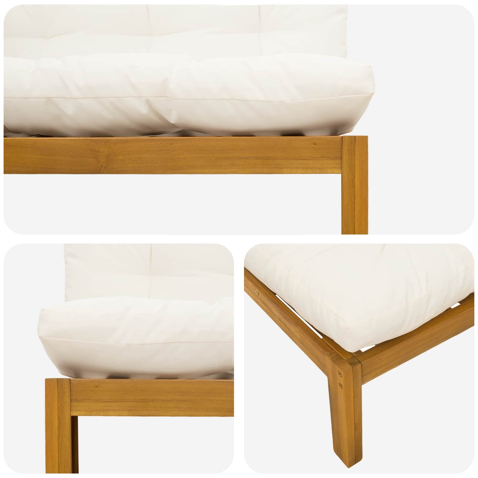 Midden Sofaset 2 Stuk Natuurlijk en Crème Wit Acaciahout is nu te koop bij PeponiXL, paradijselijk wonen!