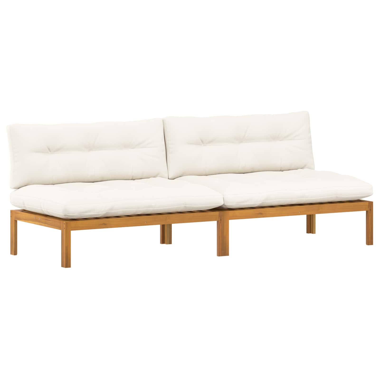 Midden Sofaset 2 Stuk Natuurlijk en Crème Wit Acaciahout is nu te koop bij PeponiXL, paradijselijk wonen!