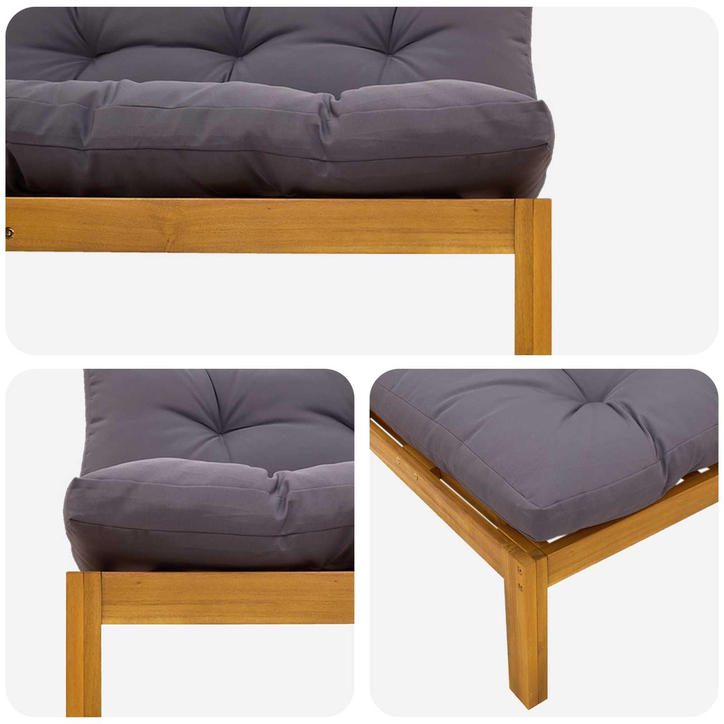 Midden Sofaset 2 Stuk Natuurlijk en Donkergrijs Acaciahout is nu te koop bij PeponiXL, paradijselijk wonen!