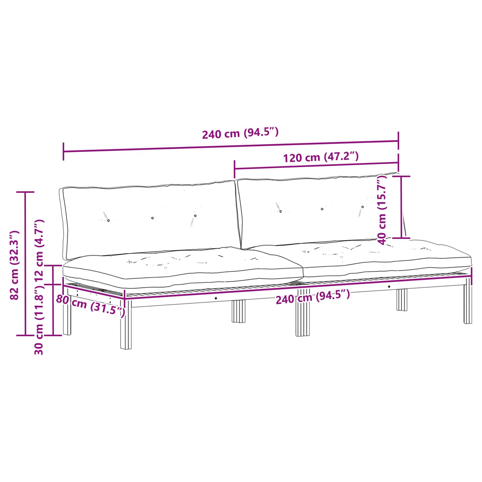 Midden Sofaset 2 Stuk Natuurlijk en Donkergrijs Acaciahout is nu te koop bij PeponiXL, paradijselijk wonen!