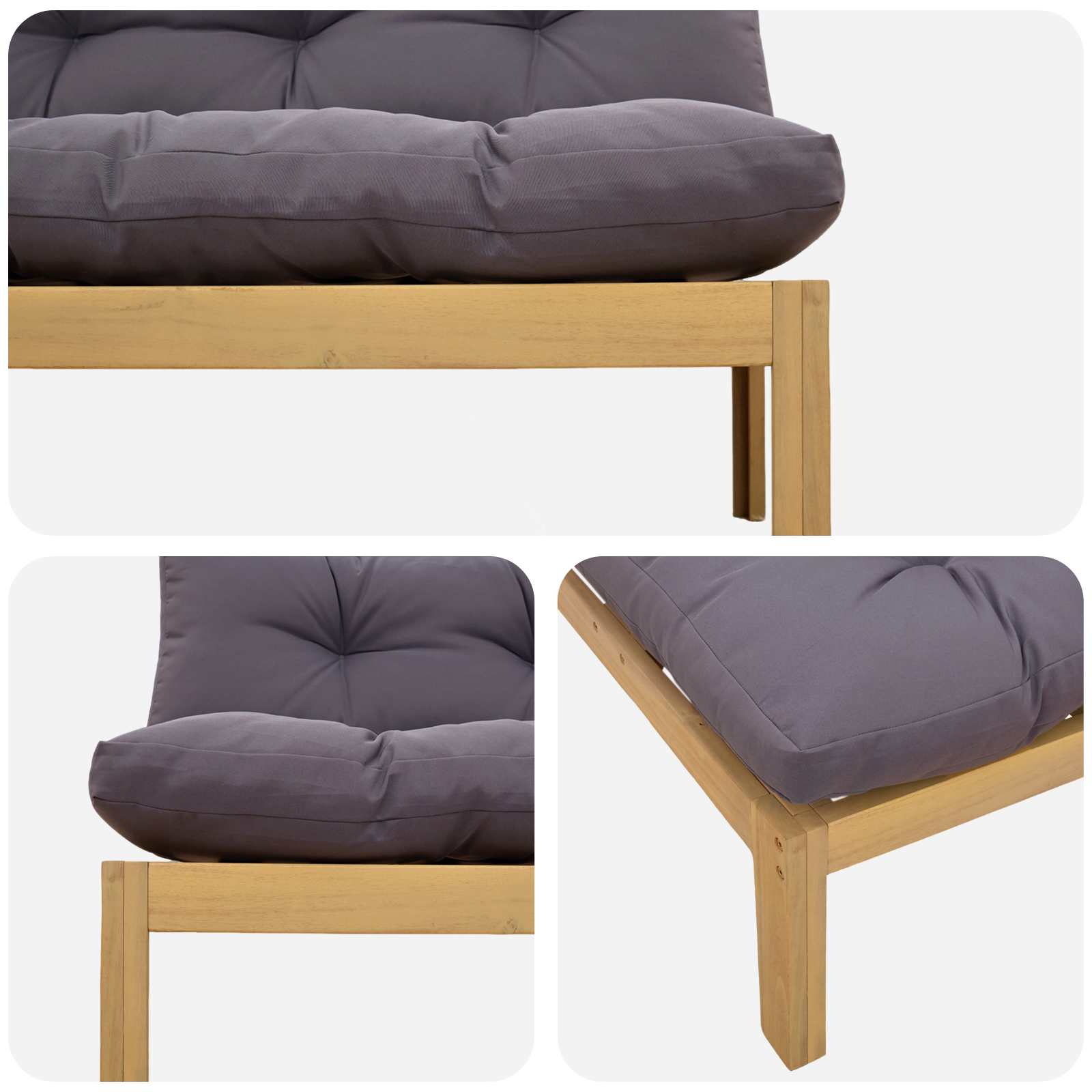 Midden Sofaset Licht Acacia en Donker Grijs 240 x 80 x 82 cm is nu te koop bij PeponiXL, paradijselijk wonen!